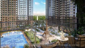 Dưới chân các tòa căn hộ thuộc The Paris là các tiện ích nghỉ dưỡng sang trọng