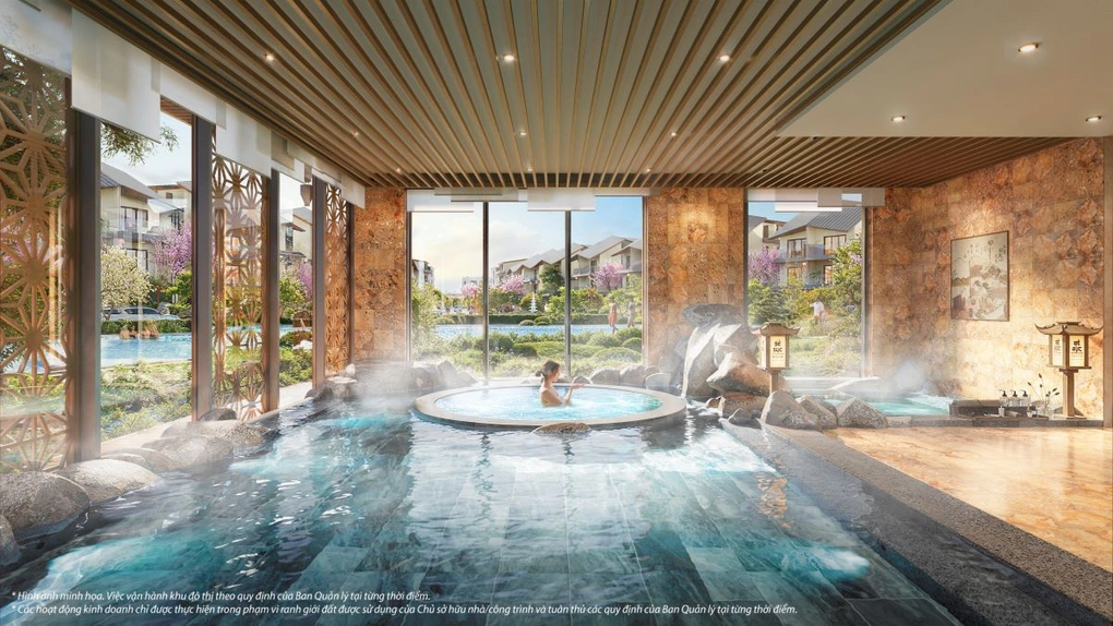 Tại Ikigai Wellness Center, cư dân được trải nghiệm tắm khoáng nóng osen chuẩn Nhật mỗi ngày.