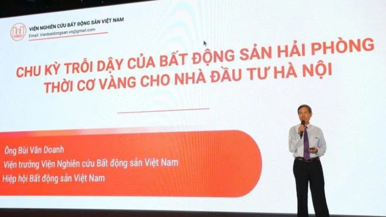 Ông Bùi Văn Doanh, Viện trưởng Viện Nghiên cứu bất động sản Việt Nam, Hiệp hội Bất động sản Việt Nam dự báo đã đến "thời cơ vàng" cho nhà đầu tư bất động sản Hải Phòng.
