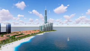 Tòa tháp 108 tầng Vinhomes Green Paradise hiện đang trong giai đoạn đầu của quá trình xây dựng.