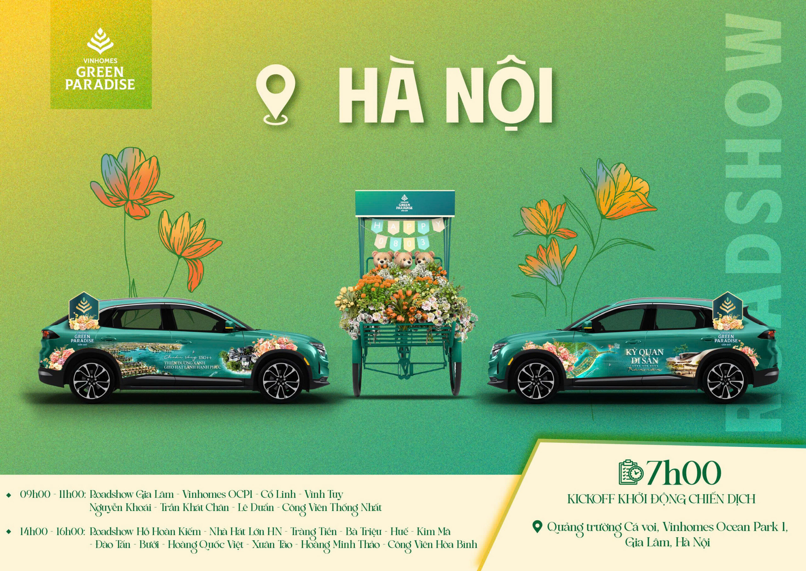 Lịch trình sự kiện roadshow tại 3 miền ngày 08/03